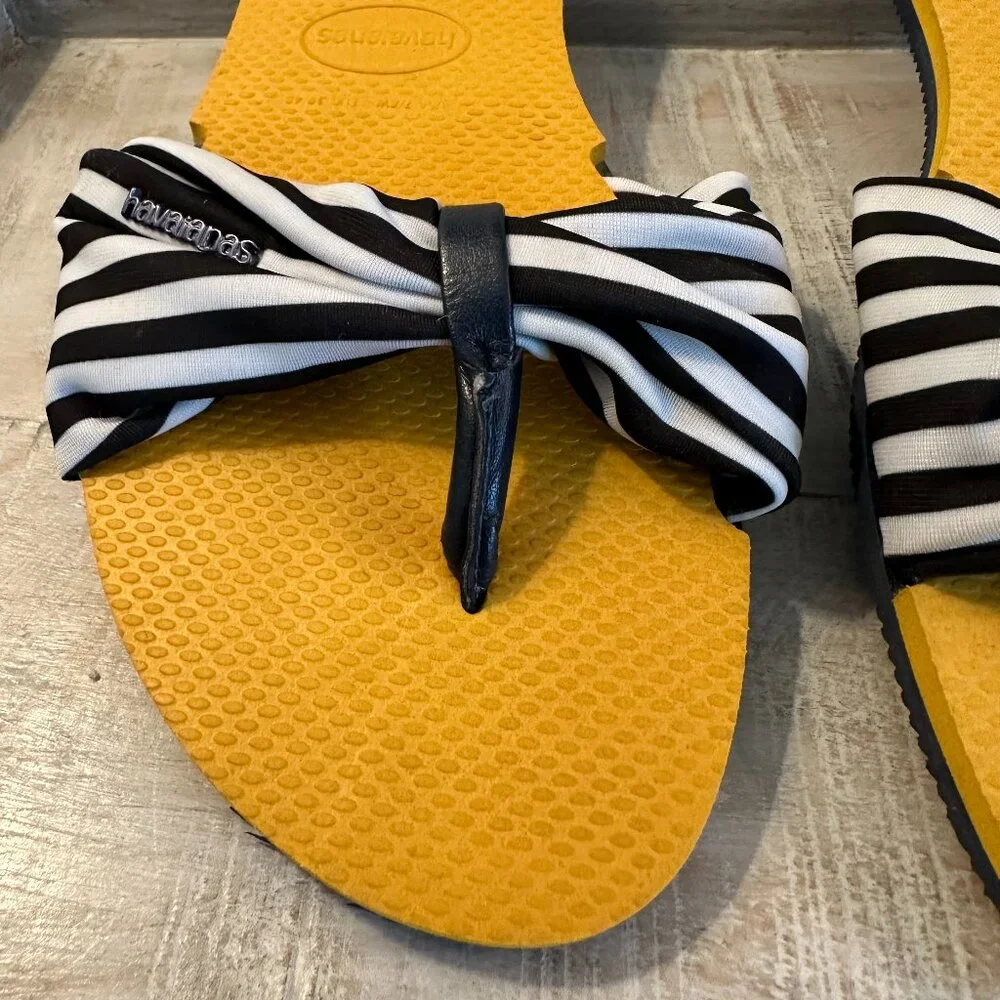 Haviannas You St. Tropez Navy White Yellow Sandal size 37-38 (US 7.5) - Picture 2 of 9